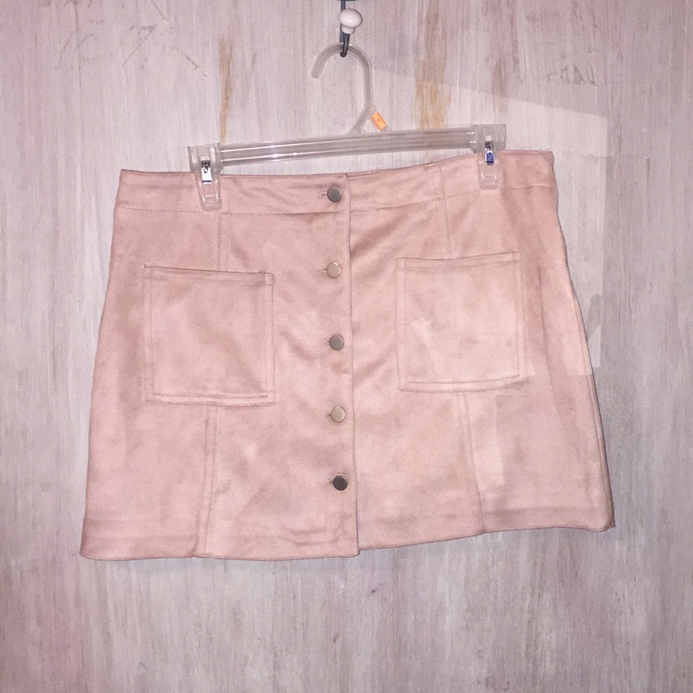 Millennial Pink Suede Skirt